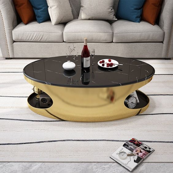 black marble coffee table for luxurious living room