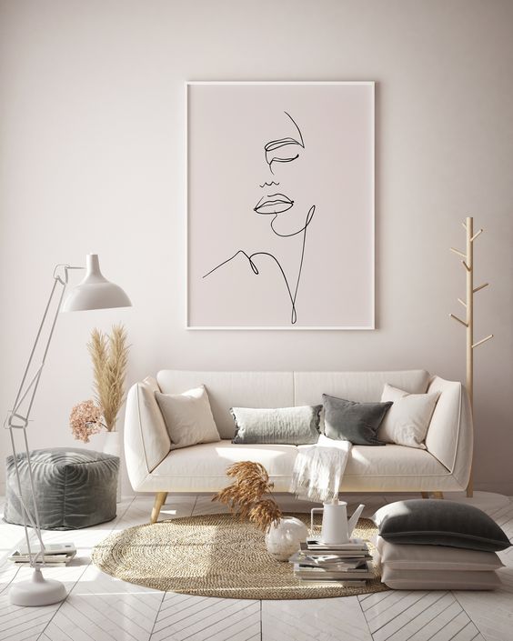 minimalist living room design with artwork 