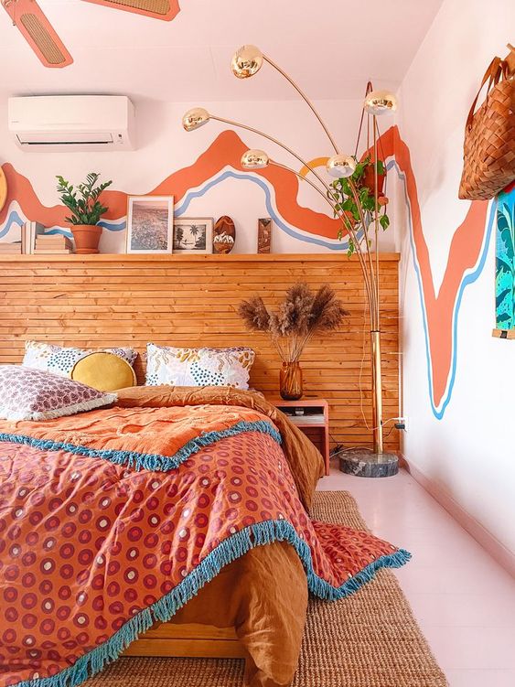 Wallpaper Triangle Art For A Unique Boho Bedroom Look!