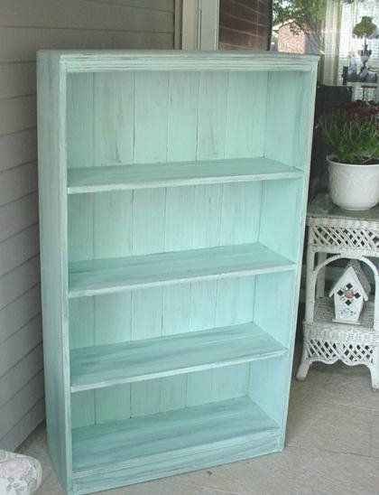 distressed bookcase for shabby chic decoration