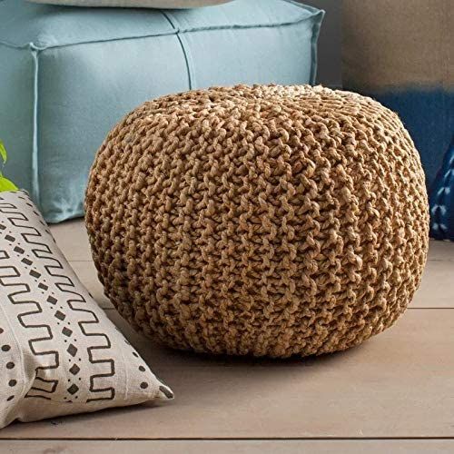 braided puff ottoman for a boho bedroom