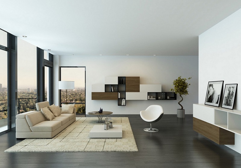 minimalist contrast living room