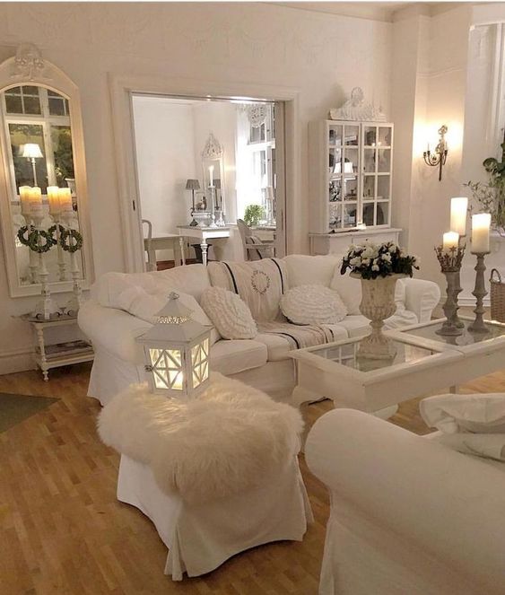 gorgeous shabby chic living room ideas in all white