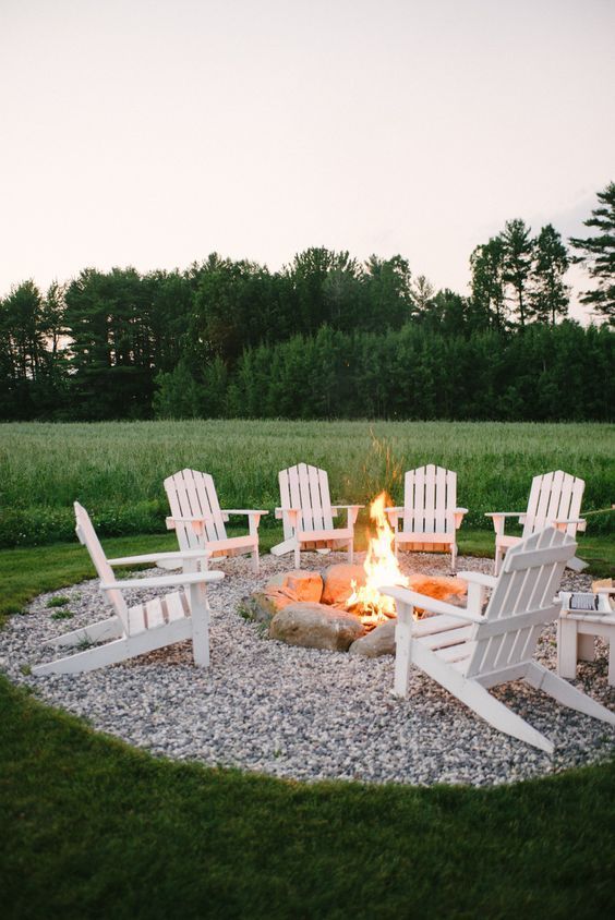 gravel patio and fire pit