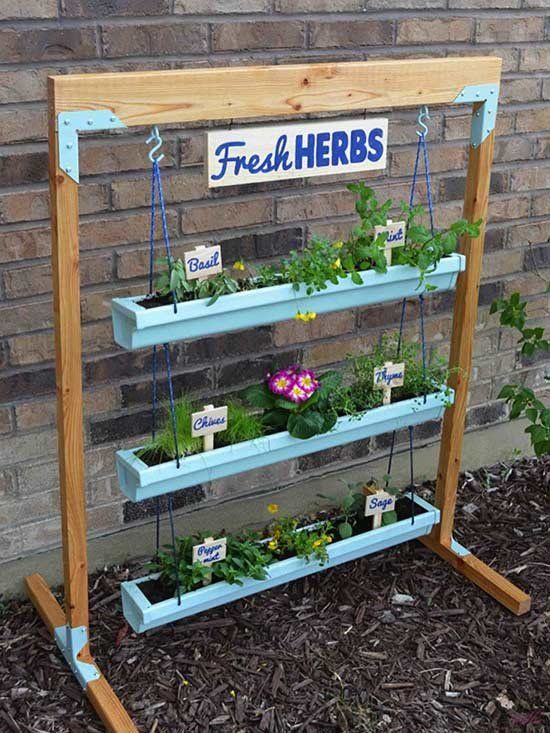 wooden herbs planter