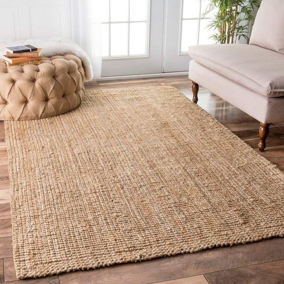 jute rug for a tropical living room