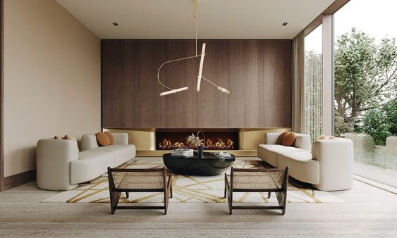 combining gold accent to decorate minimalist living room design