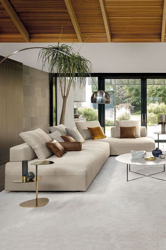 minimalist living room design with greeneries 