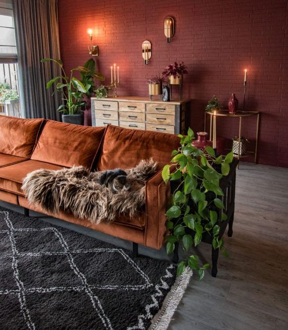orange vintage sofa