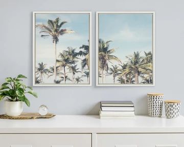 coconut palm trees canvas frame