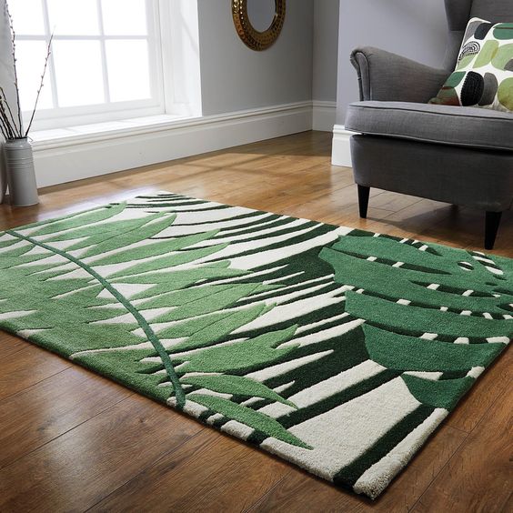 palm leaves rug for tropical decoration