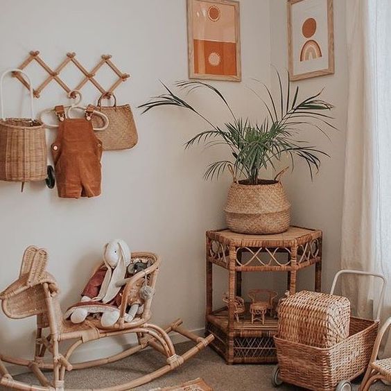 Rattan pot for a bohemian interior design