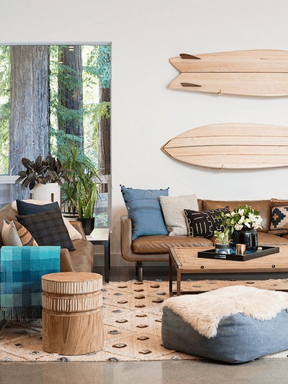 surfboard in a coastal bedroom idea