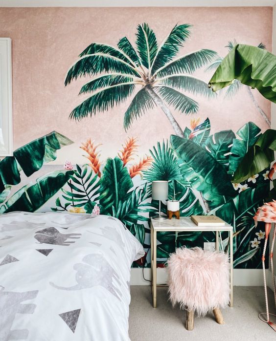 amazing tropical wallpaper for a tropical bedroom ideas