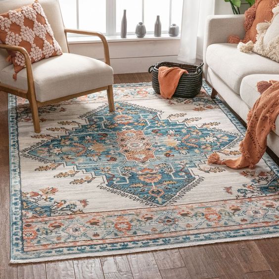 Vintage oriental rug for bohemian living room