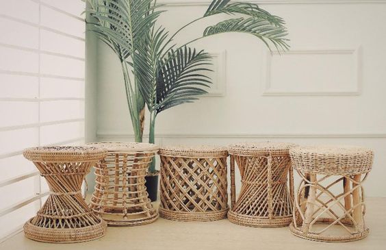 vintage round rattan chair for boho loving room decoration