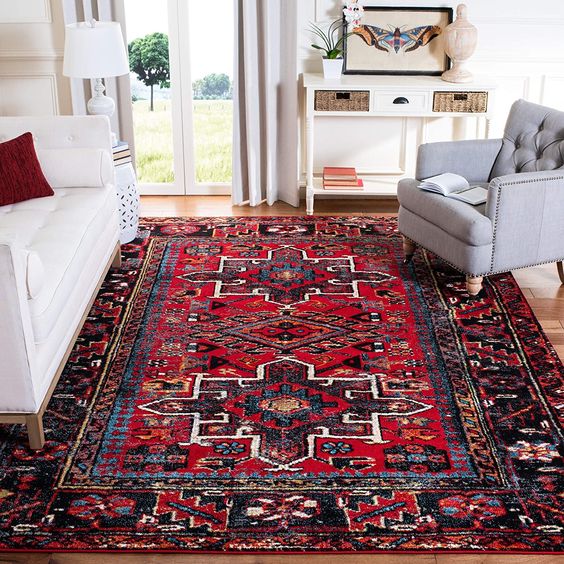 vintage rug for bohemian living room