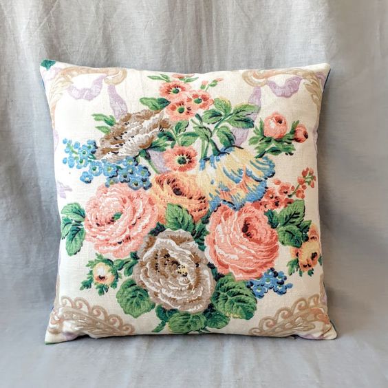 printed vintage floral throw pillow