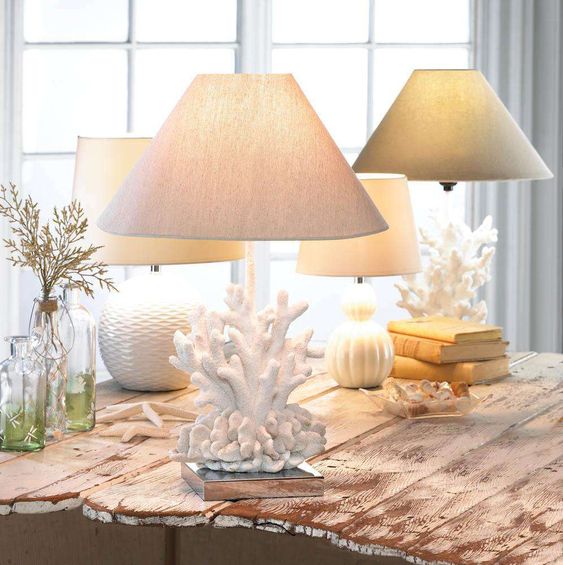 white coral table lamp
