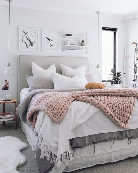 cozy artsy Scandinavian bedroom