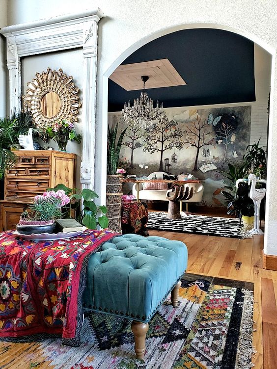 aesthetic barn door in eclectic decoration