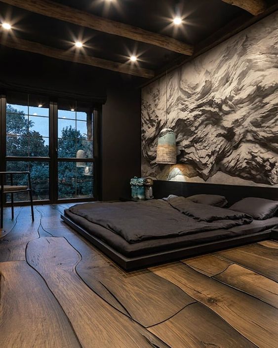 amazing masculine bedroom design in a black house