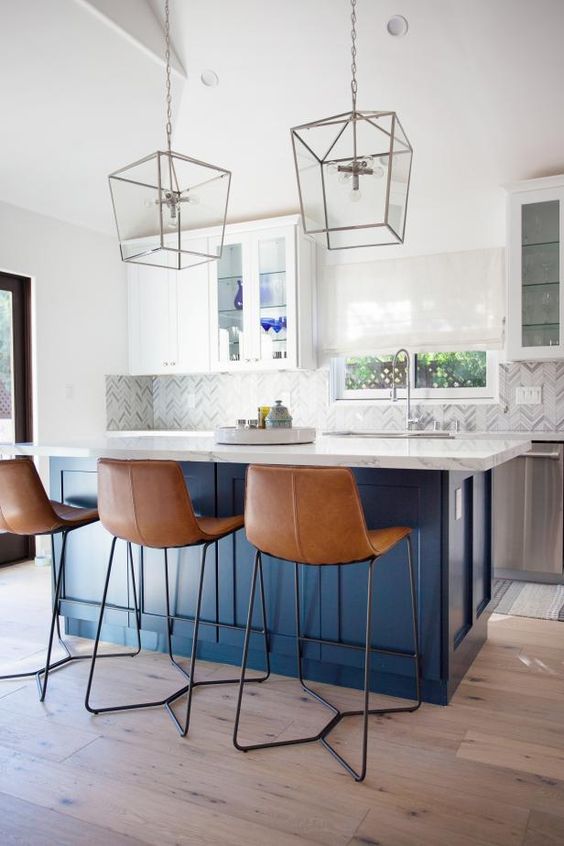 cobalt blue kitchen island decoration