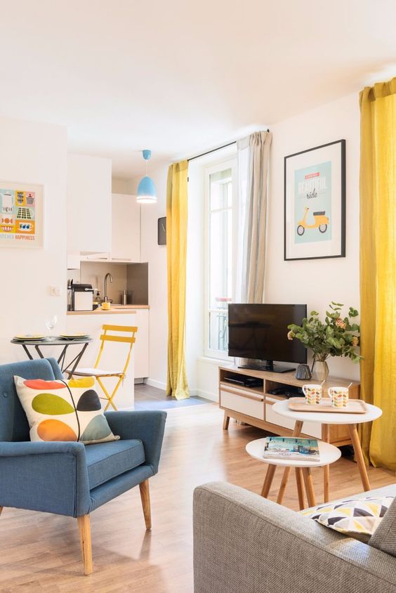 colorful Scandinavian studio apartment