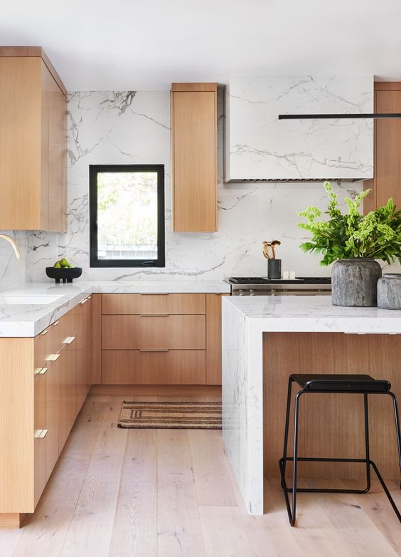 contrast decoration in Scandinavian kitchen island