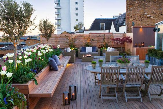 lush dining spot rooftop design idea