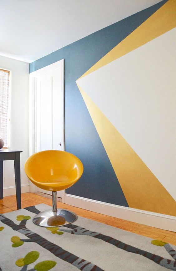 funky geometric accent wall