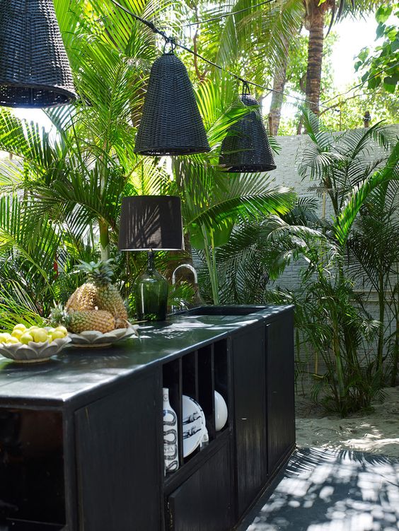 Exotic Black outdoor kitchen