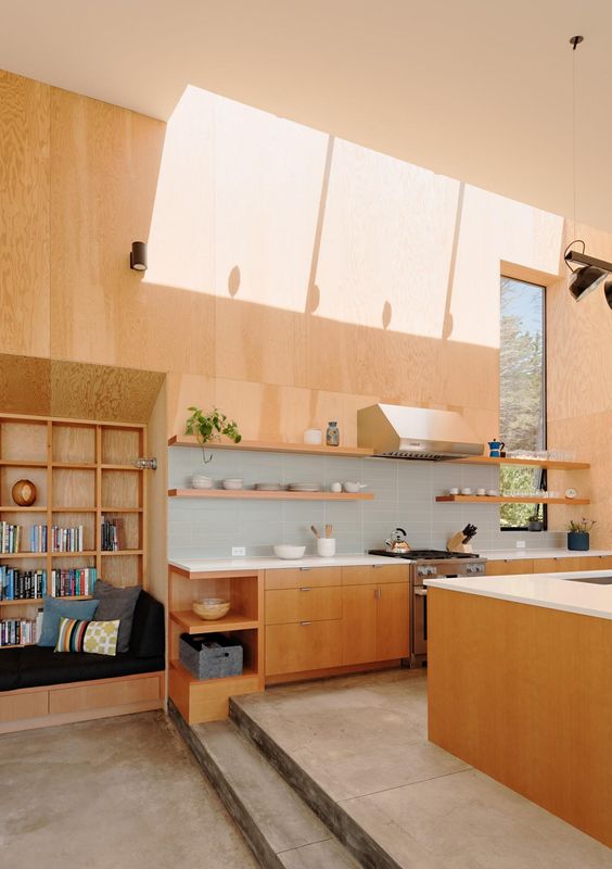 open design Japanese kitchen with reading nook