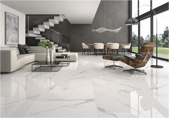 white marble flooring for a spacious and elegant house