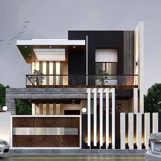 minimalist modern two-storey house exterior