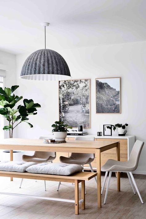 Scandinavian cozy neutral dining room