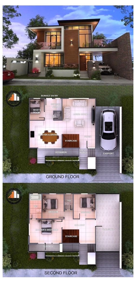 open plan two-storey house design