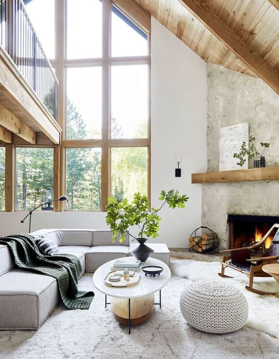 Scandinavian living room blend with industrial style