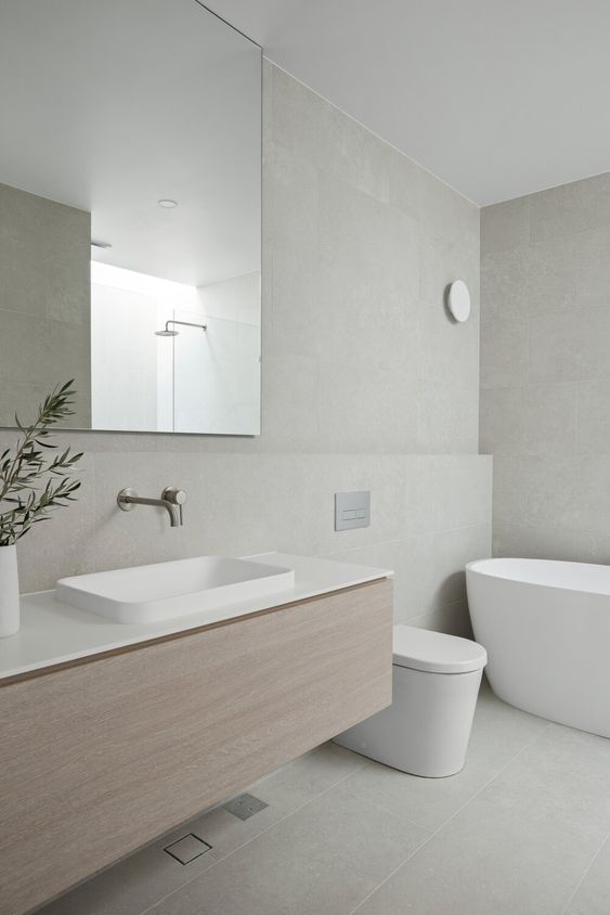 minimalist bathroom with solid basin