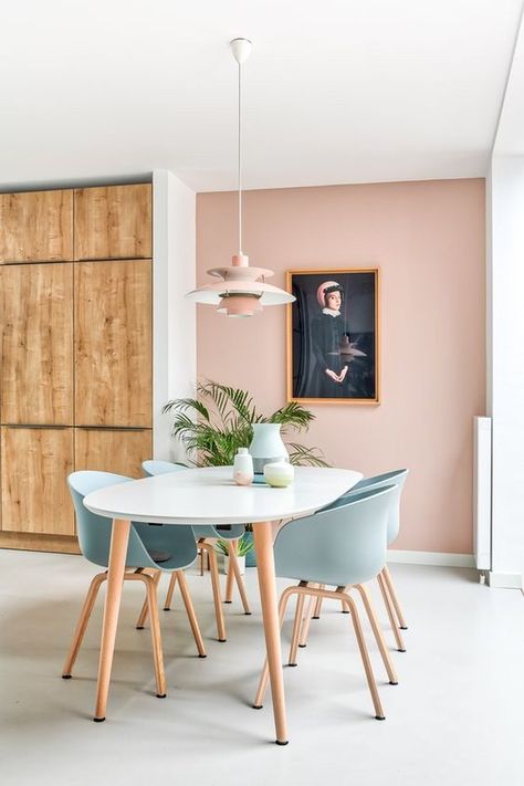soothing Scandinavian dining spot with pastel colors