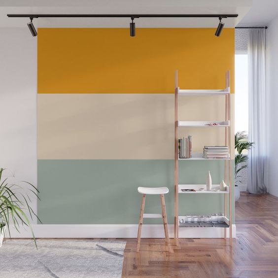 tropical painted accent wall