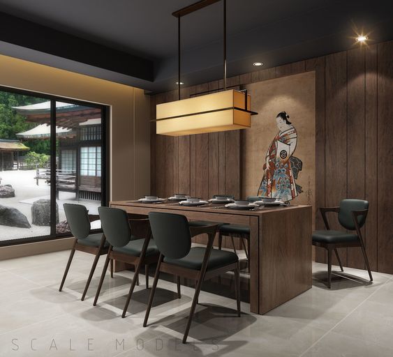 super sleek Japanese dining room style