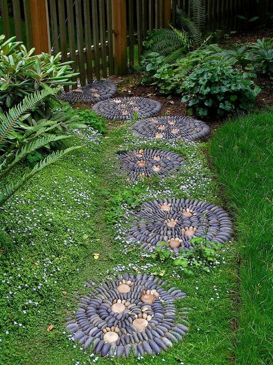 round pebble stepping stone idea