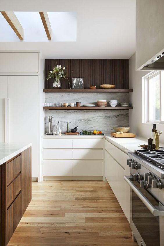 timber paneling in kitchen