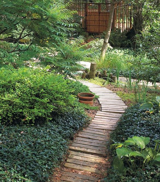 wood garden path idea