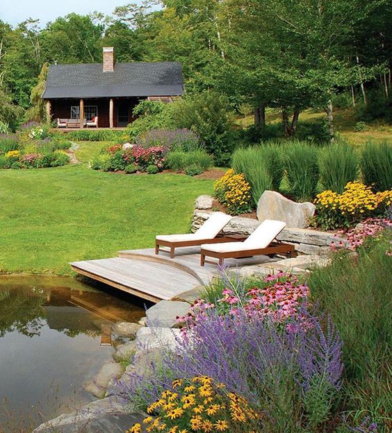 Scandinavian landscaping with shrubs and perennials