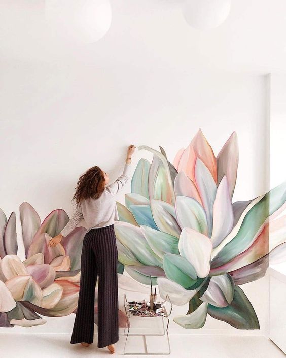 blooming flower tropical mural wall art