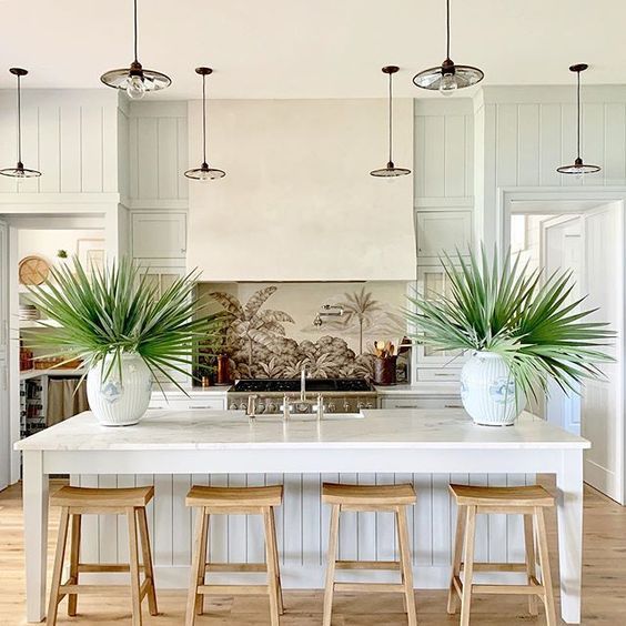 neutral tropical kitchen cabinetry