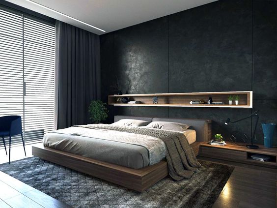 Black color palette for men's bedroom wall ideas