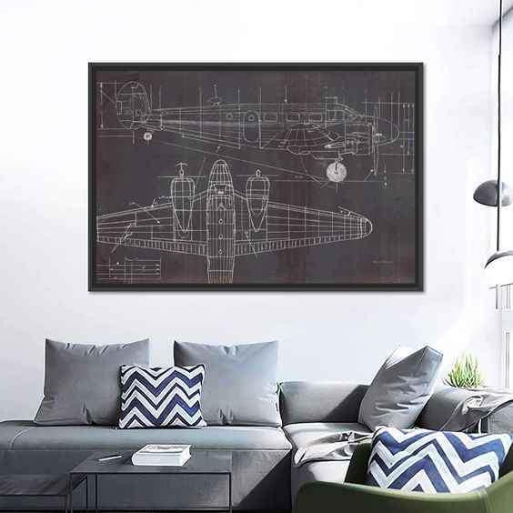 blueprint canvas wall art